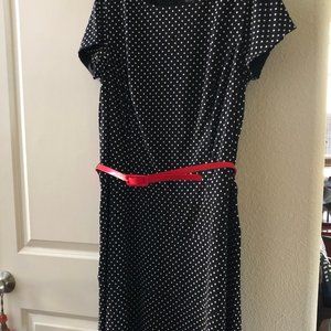 B&W Polka Dot Drop Waist Dress